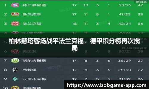 柏林赫塔客场战平法兰克福，德甲积分榜再次搅局
